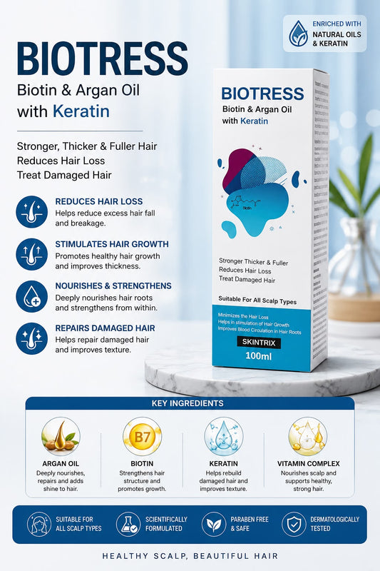 BIOTRESS Hair Serum | Biotin, Argan Oil & Keratin | Hair Care Formula (100ml)