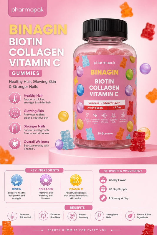 BINAGIN Biotin Collagen Vitamin C Gummies