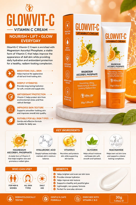 GlowVit-C Vitamin C Face Cream with Magnesium Ascorbyl Phosphate – 30gm