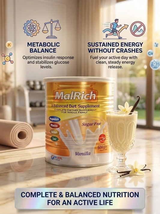 MalRich Balanced Diet Supplement – Vanilla Flavour | Complete Family Nutrition | 400g