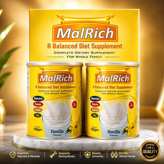 MalRich Balanced Diet Supplement – Vanilla Flavour | Complete Family Nutrition | 400g